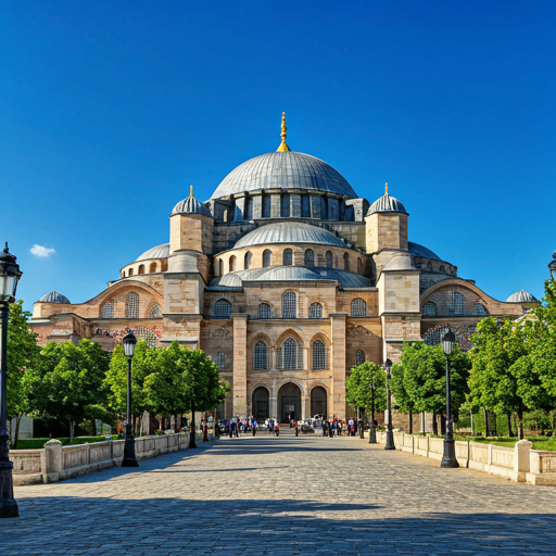 Kubbeli tarihi yapı ve önündeki meydan — temsili görsel